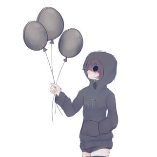Black Party Balloons (Sketch, Color, Lazy Render)